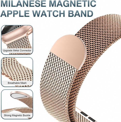 Compatible Avec Bracelet Apple Watch Homme Femme, Bracelets Magnétique Acier Inoxydable Pour Iwatch Series 11 10 9 8 7 6 5 4 3 2 1 Ultra 49Mm 46Mm 45Mm 44Mm 42Mm 41Mm 40Mm 38Mm